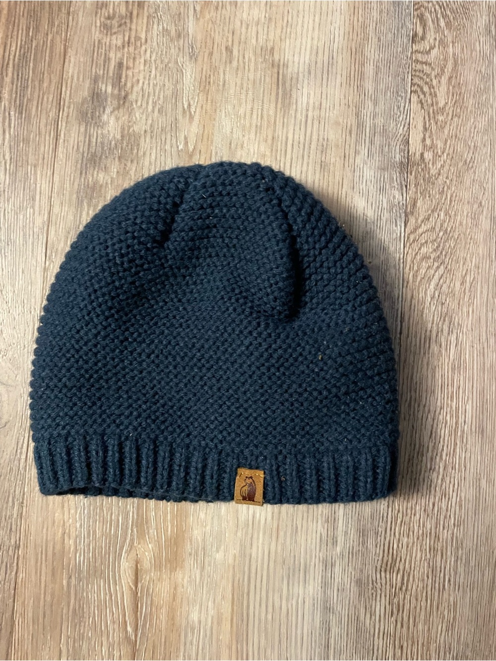 Kids rugger bear Knit Beanie Hat blue